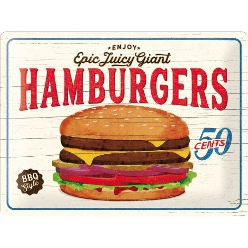 Enjoy Hamburgers Blechschild Dekoration