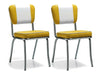 American Retro Stuhl Set  1 mit Kunstlederbezug in Gelb-Weiß. Stuhlgestell aus Crhom. Set enthält 2x Stühle. Gastronomiemöbel von Möbelland24
