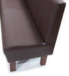 Hamburg mit Kunstlederbezug  in Dunkelbraun. Rücken besteht aus vertikaler absteppungen und schwarzem Holzsockel. Gastronomie Sitzbank von Möbelland24.