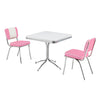 American Dinerset Diner Sitzgruppe 3  mit Kunstlederbezug in Rosa-Weiß. Set mit 2x Stühlen und 1x Tisch mit weißer Tischplatte. Gastronomiemöbel von Möbelland24.