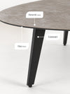 Keramik-Couchtisch | Zementgrau matt | Organische Form mit schwarzen Stahlbeinen | Modell: GALET