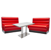 American Dinerset Miami Set II mit Kunstlederbezug in Rot. Set mit 2x Dinerbank und 1x Tisch. Gastronomiemöbel von Möbelland24.