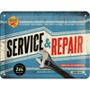 Blechschild Motiv Service & Repair in blau mit schwarz rotem Schriftzug im Used Look. Blechschild von Nostalgic Art.