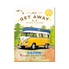 Magnet Motiv VW Bulli - Let´s Get Away! von Nostalgic Art. Gelber VW Bulli mit blauem Kanu auf dem Dach.