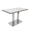 American Dinertisch Kansas 2 mit Weiß Tischplatte. Tisch mit Chromgestell und Tischkante 3D Acrylkante. Gastronomiemöbel von Möbelland24.