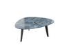 Keramik-Couchtisch | Onyx Blau glänzend | Organische Form mit schwarzen Stahlbeinen | Modell: GALET