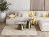 Keramik-Couchtisch | Optik Calcatta glänzend | Runde Form mit bronze Stahlbeinen | Modell: Faro