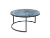 Keramik-Couchtisch | Onyx Blau glänzend | Runde Form mit schwarzen Stahlbeinen | Modell: Dolce Vita