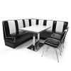 American Dinerset Viber Set XXL mit Kunstlederbezug in Schwarz-Weiß. Set mit 1x Diner-Eckbank, 2x Stühlen und 1x Tisch. Gastronomiemöbel von Möbelland24.