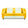 American Dinersofa Colorado mit Kunstlederbezug in Gelb-Weiß. Rückensteppung zweifarbig. Füße sind aus Chrom. Gastronomie Sitzbank von Möbelland24.
