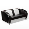 American Dinersofa Colorado mit Kunstlederbezug in Schwarz-Weiß. Rückensteppung zweifarbig. Füße sind aus Chrom. Gastronomie Sitzbank von Möbelland24.