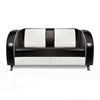 American Dinersofa Colorado mit Kunstlederbezug in Schwarz-Weiß. Rückensteppung zweifarbig. Füße sind aus Chrom. Gastronomie Sitzbank von Möbelland24.