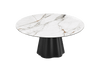 Keramik-Esstisch | Optik Fiorentino glänzend | Runde Form mit Schwarz lackierter Stahlmittelfuß | Modell: Piana