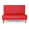 Hamburg mit Kunstlederbezug  in Rot. Rücken besteht aus vertikaler absteppungen und schwarzem Holzsockel. Gastronomie Sitzbank von Möbelland24.