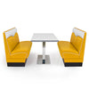 American Dinerset London Set II mit Kunstlederbezug in Gelb-Weiß. Set mit 2x Dinerbank und 1x Tisch. Gastronomiemöbel von Möbelland24.