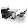 American Dinerset London Set I  mit Kunstlederbezug in Schwarz-Weiß. Set mit 1x Dinerbank, 2x Stühlen und 1x Tisch. Gastronomiemöbel von Möbelland24.