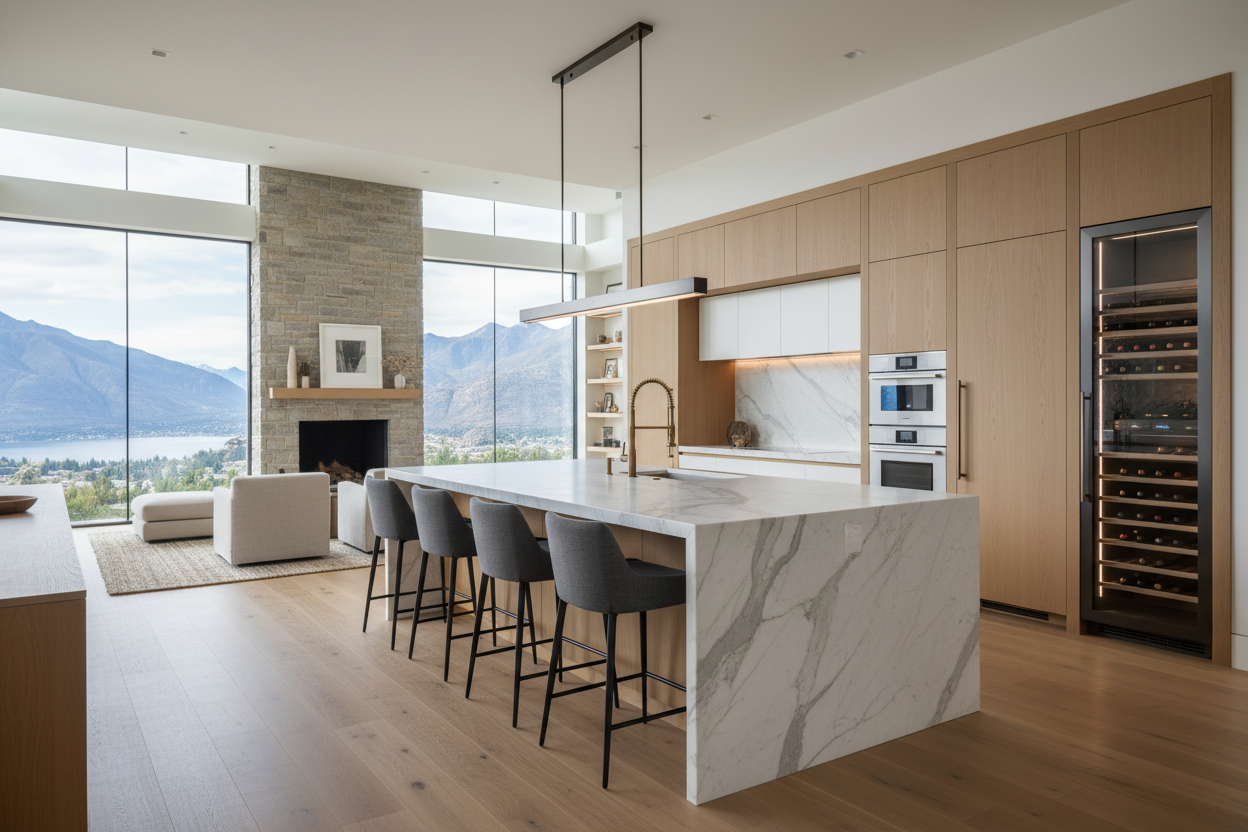 Offene Luxusküche mit Kochinsel - Maßgefertigte Küche im Open-Concept Design von Möbelland24
