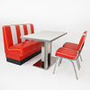 American Dinerset Viber 2 Set I  mit Kunstlederbezug in Rot-Weiß. Set mit 1x Dinerbank, 2x Stühlen und 1x Tisch. Gastronomiemöbel von Möbelland24.