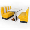 American Dinerset Viber  2 Set II mit Kunstlederbezug in Gelb-Weiß. Set mit 2x Dinerbank und 1x Tisch. Gastronomiemöbel von Möbelland24.