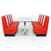 American Dinerset Viber 2 Set II mit Kunstlederbezug in Rot-Weiß. Set mit 2x Dinerbank und 1x Tisch. Gastronomiemöbel von Möbelland24.