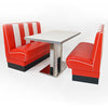 American Dinerset Viber 2 Set II mit Kunstlederbezug in Rot-Weiß. Set mit 2x Dinerbank und 1x Tisch. Gastronomiemöbel von Möbelland24.
