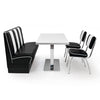 American Dinerset Viber 2 Set I  mit Kunstlederbezug in Schwarz-Weiß. Set mit 1x Dinerbank, 2x Stühlen und 1x Tisch. Gastronomiemöbel von Möbelland24.